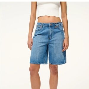 NWT STAUD Wrangler Blue Bermuda Denim Shorts size 29